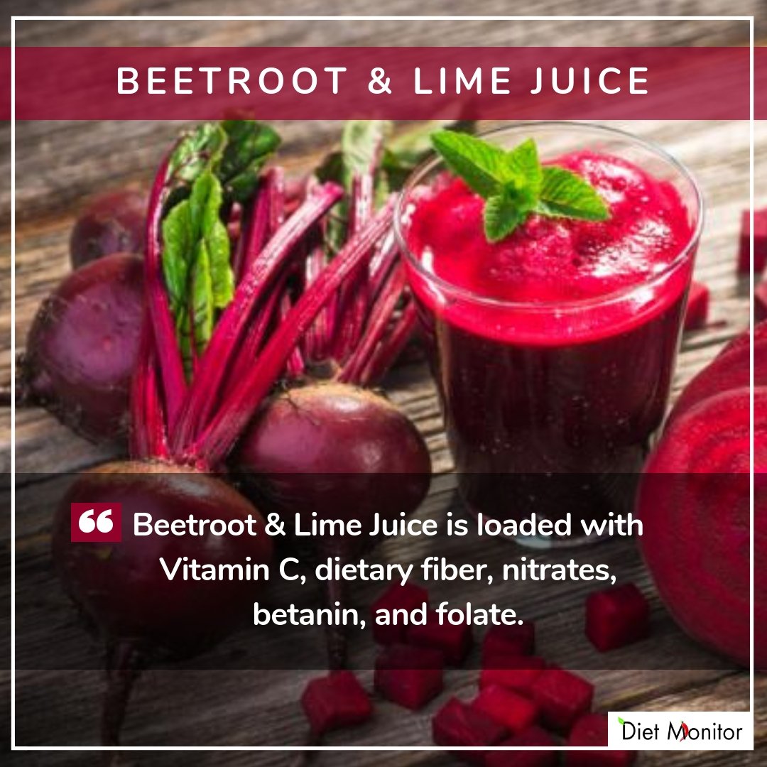 RiituKashyap's tweet photo. Begin your New Year #weightloss resolution with #Beetroot & Lime juice. Rich in Vitamin C, dietary fiber, nitrates, betanin and folate, this #juice will help you burn calories, lower blood pressure and offer a host of other benefits.
#DietMonitor #RiituKashyap #health #wellness https://t.co/L9Pj5IGk7l