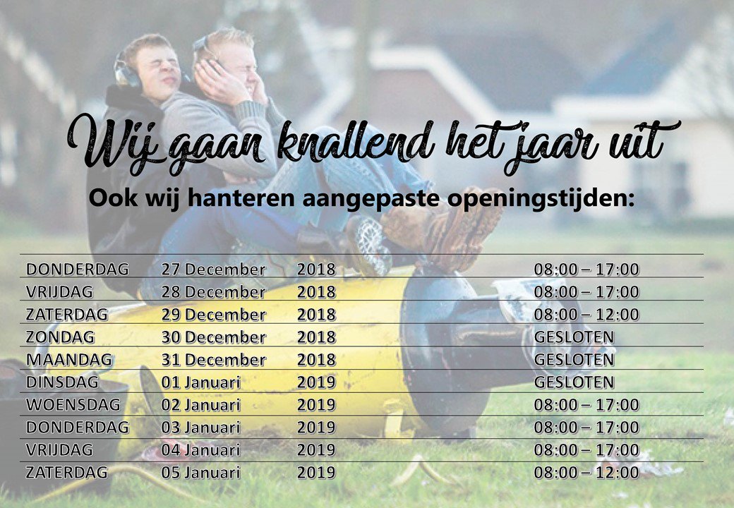 WildeboerGroep's tweet photo. Rondom de feestdagen hebben wij aangepaste openingstijden https://t.co/RbS95pU1G9