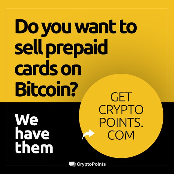 points_crypto's tweet image. Do you want to sell prepaid cards on Bitcoin? We have them - GetCryptoPoints

#crypto #cryptocurrency #bitcoin #ethereum #litecoin #cryptopoints #getcryptopoints