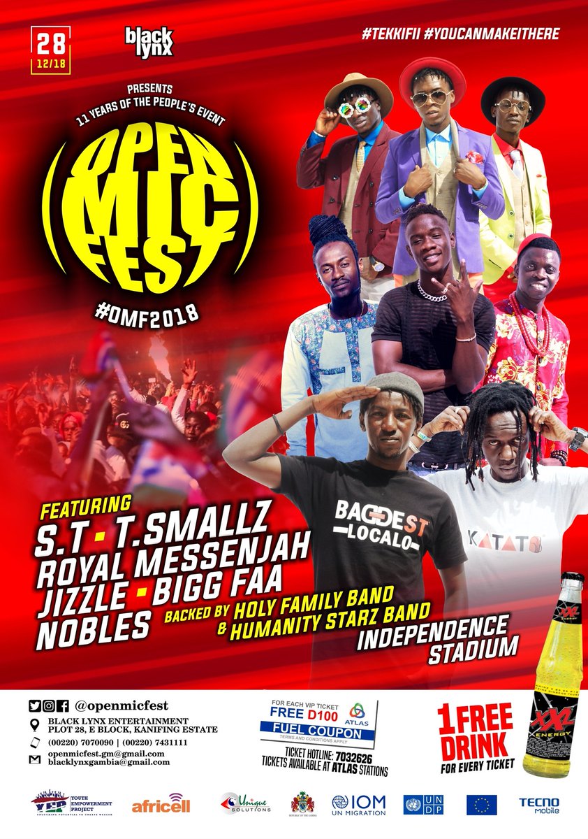 BaiBabu_'s tweet image. The biggest! #OMF2018 is tonight.  Go out &amp;amp; support... Purr Gambia la, Dormi Gambian nyorfa neka.. @openmicfest lenj wah... #ThePeoplesEvent #TekkiFii #GambiasBiggestEvent