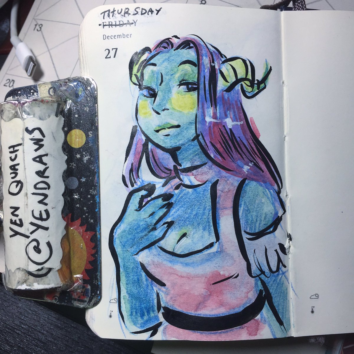 YenDraws's tweet photo. Small thoughts #illustration #draweveryday #ded2018 #sketch #watercolor #moleskine https://t.co/TPCxOKQ7rT