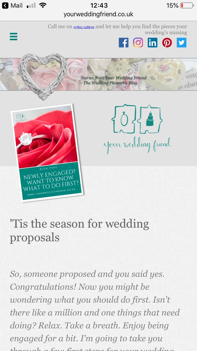 ‘Tis the season for wedding proposals. If someone you love has just popped the question, then <a href="/wedding_friend/">YourWeddingFriend</a> has the answers! yourweddingfriend.co.uk/blog.php?pg=104