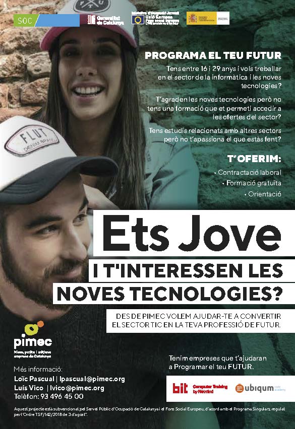 bitctraining's tweet image. Tenim bones notícies 🤩 ! Si ets jove i t'interessen les noves tecnologies 📱💻... això és per a tu. @bitctraining col·labora en un projecte de formació subvencionada per convertir el sector #TIC en la teva professió de futur 🚀 Sol·licita informació! #FrontDeveloper #Tester