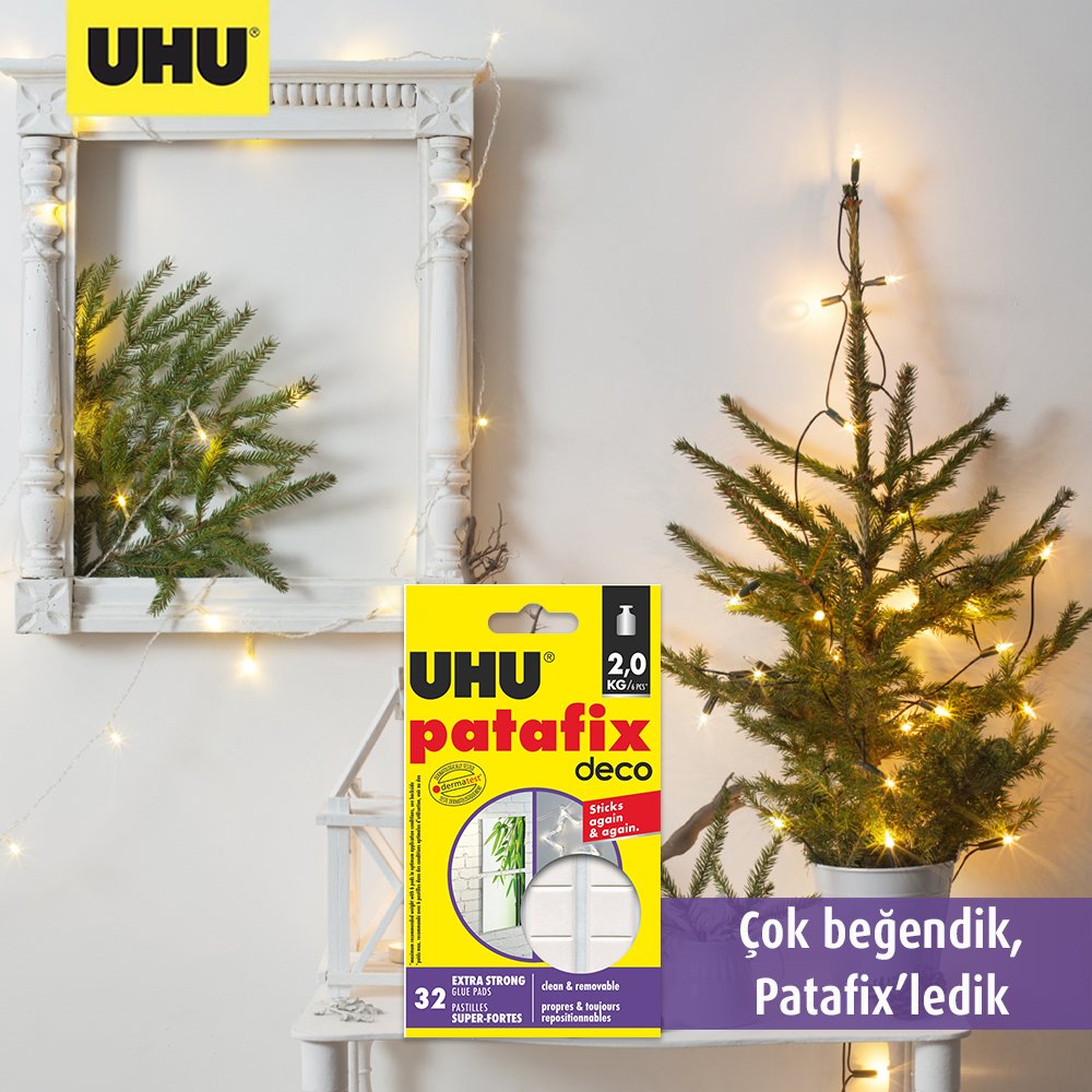 UHUTurkiye's tweet photo. Yeni yıl dekorasyonunuz Patafix’le yaratıcılık kazanacak 😊
#uhu #uhutürkiye #yapıştırıcı #ev #eğlence #uhupatafix #tablo #evdekorasyonu #uhupatafixdeco #dekorasyon #solventiçermez #zararsız #kendinyap #evdeyap #çocuk #patafix #yapışkan #tablo #yeniyıl #yılbaşı #yaratıcı https://t.co/O75norSbT8