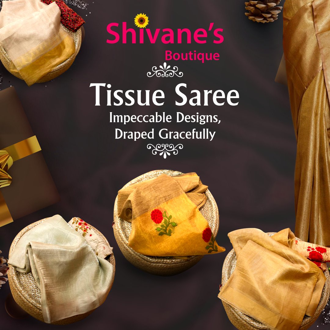 Our Tissue Saree collection has most delicate and exquisite designs that are woven with extremely fine threads of silk giving them look and feel like fine tissue paper.

Drape these to get Your New Looks and Turn Heads bit.ly/tissue-sarees

#fashion #tissuesarees