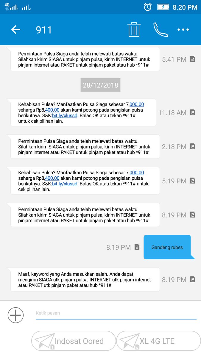 Bargol8's tweet photo. @myXLCare @MyXL_Jabar haruskah seperti ini setiap hari ..  20 pesan saya terima darimu XL.
Internet LELET paket data MAHAL nelpon plsa 25RB jadi 2jam sms murubul. Motor cuma 9rb biaya sms 2rb/hari.. 30 x 2  = 60rb motor ga dapet duit ludes.. https://t.co/Jmxqi9gdUn