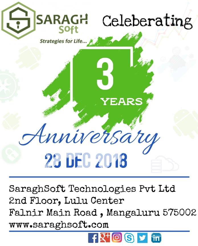 saraghsoft's tweet photo. Completing the Quarter of a Decade!!!
Today, Team #SaraghSoft celebrating the 3rd anniversary and stepping in to another great year. https://t.co/j92CymfY8T