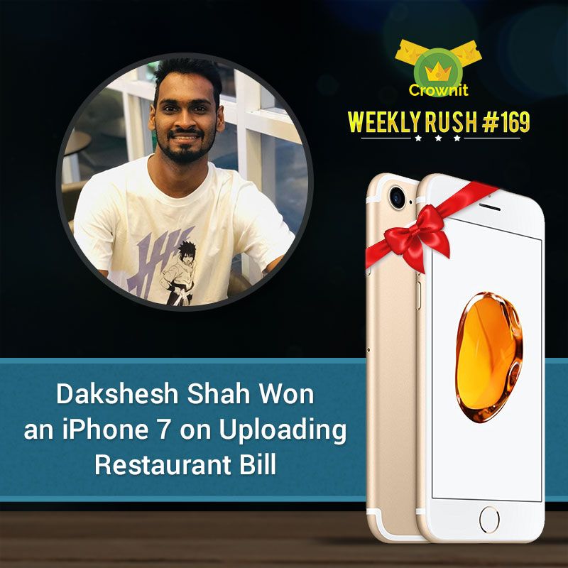 IpsosCrownit's tweet photo. Congratulations Dakshesh Shah on winning this brand new iPhone 7, this #WeeklyRush. Keep uploading your bills and collecting rush tickets to win awesome rewards every Friday. :D https://t.co/VlufhE5aQP