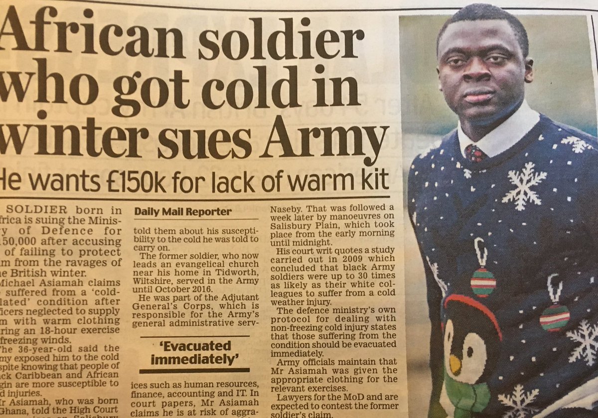 geoffreyMyers1's tweet photo. It is reasonable to ask “is this the latest get rich quick scam by lawyers for immigrant #MichaelAsiamah born in Ghana later joined British Army he now wants £150 k for getting cold on #SalsburyPlain ❓#BankofBritain https://t.co/01LS7yNnsT