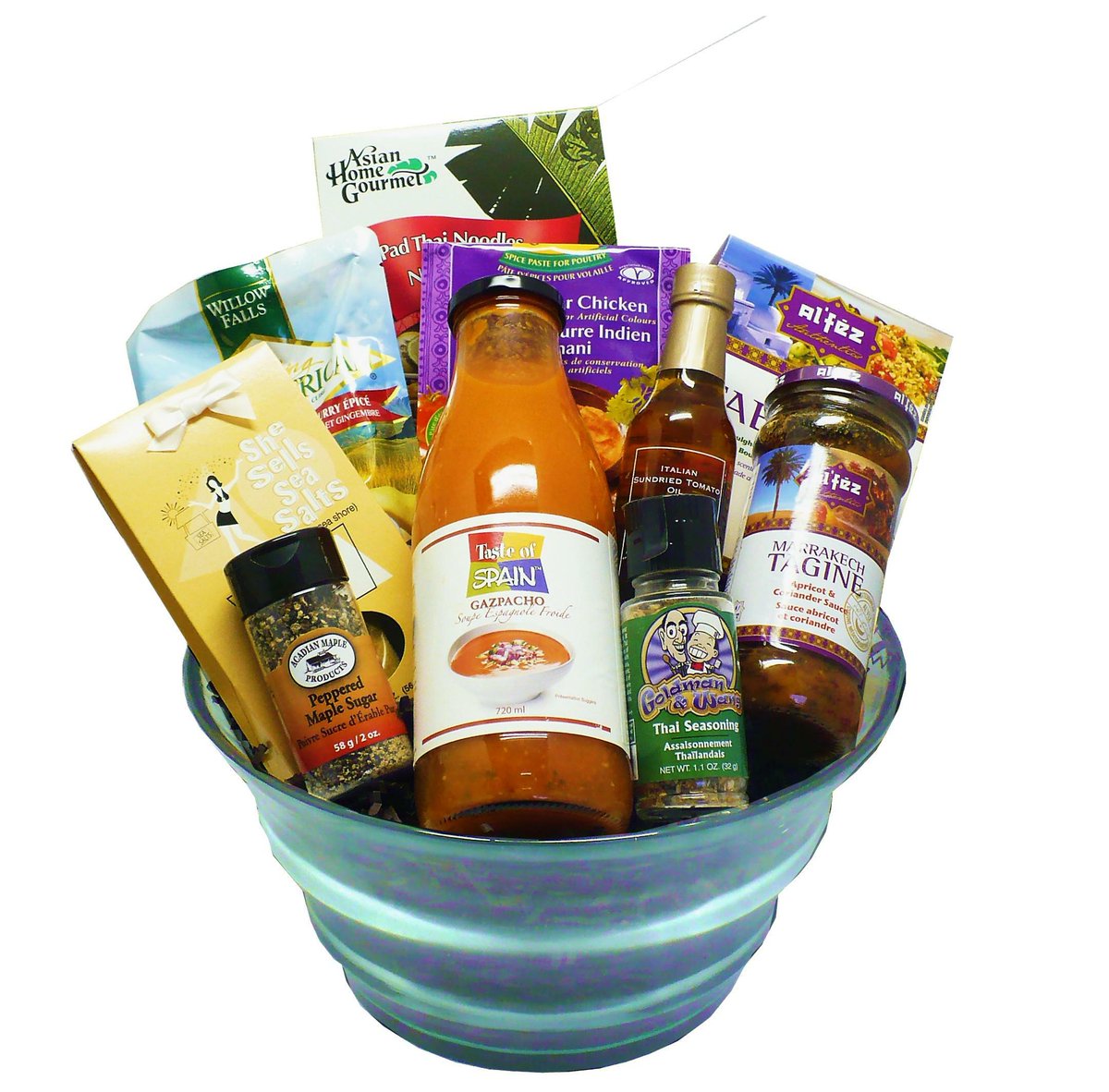 This recycled green Spanish glass bowl holds the secrets of gourmet cooking...sauces, seasonings, soups and grains that are the key to success in creating dishes from the Mediterranean, South Africa, Asia, Italy, and with a little Canadian thrown in.