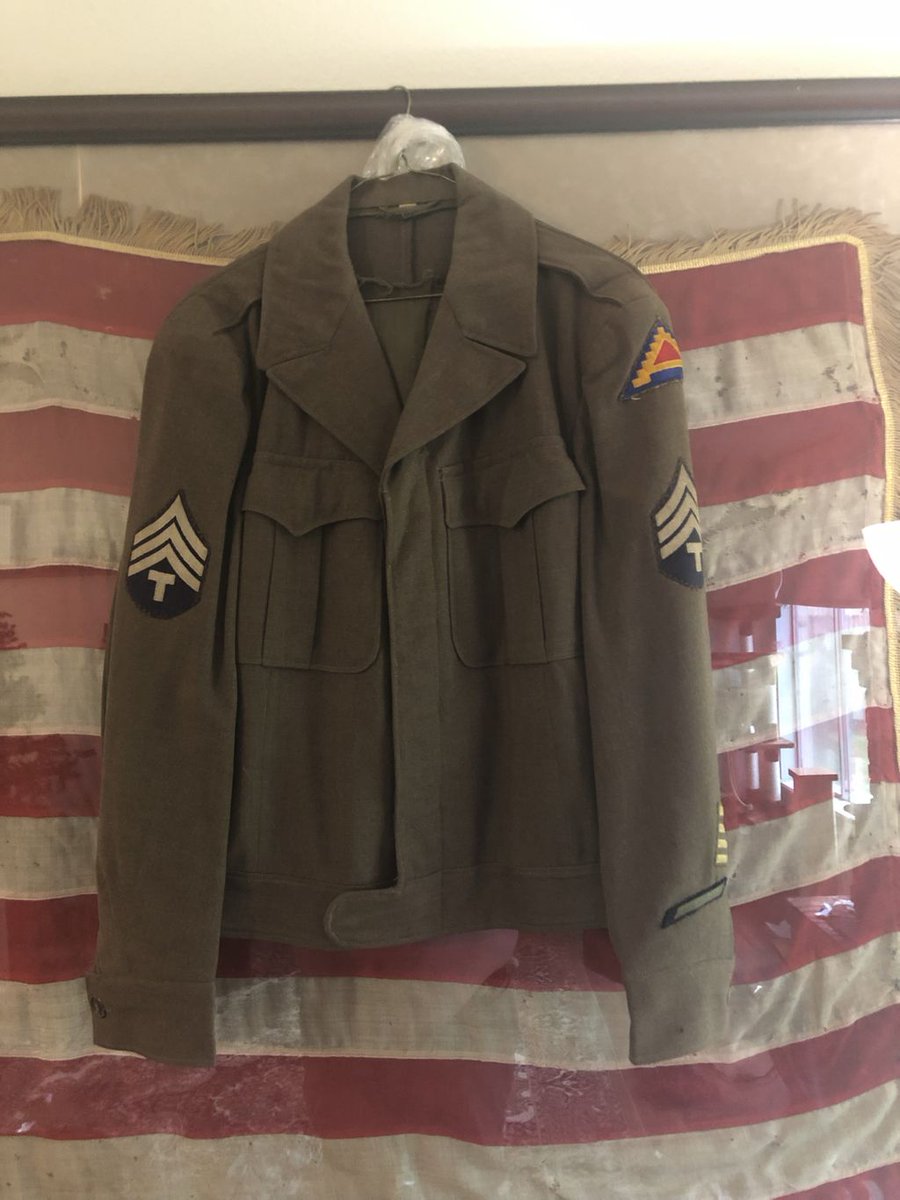 treasure_found's tweet photo. A little more interesting info on the M44 “Ike” jacket I am selling. Ike Jackets were designed by GEN. Dwight “Ike” Eisenhower’s and was an official uniform from 1948 until 1960 when they were completely phased out. #ikejacket #WW2 #WWII #uniform #vintage #history #historic #Army https://t.co/u5EeF1LRTj