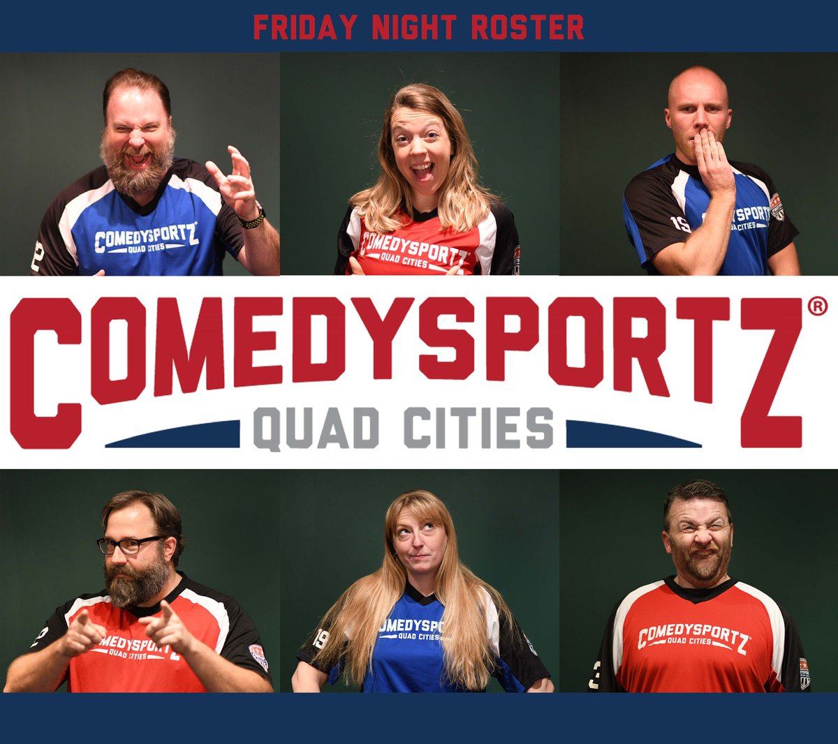 CSz Quad Cities (@cszqc) on Twitter photo These six comedy titans will wage war for laughs tonight at <a href="/EstablishmentQC/">The Establishment</a>. Don’t miss out! ComedySportzQC.com/buy-tickets These six comedy titans will wage war for laughs tonight at <a href="/EstablishmentQC/">The Establishment</a>. Don’t miss out! ComedySportzQC.com/buy-tickets