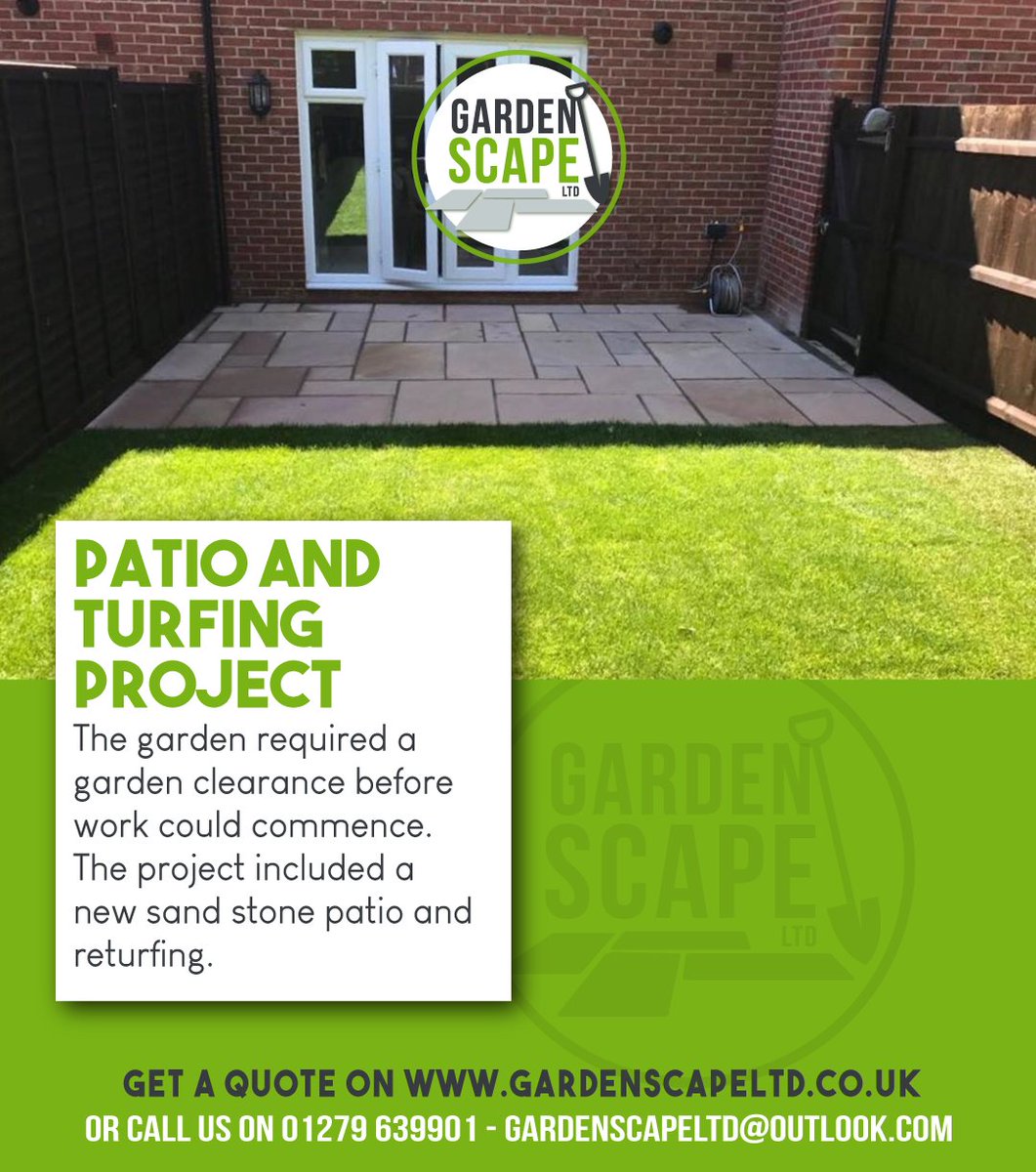 Patio and turfing project!
Visit gardenscapeltd.co.uk  for more!
#gardenscape #fences #fencing #garden #Services #decking
