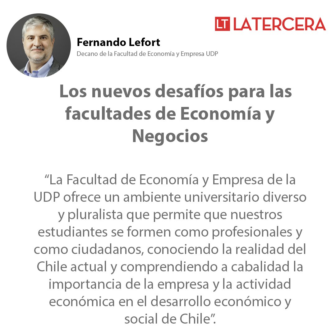faeudp's tweet photo. El decano de la #FEEUDP, Fernando Lefort, explicó a @latercera, los principales motivos para estudiar Ingeniería Comercial, Ingeniería en Control de Gestión y Auditor y Contador Público en la @udp_cl.
Pueden leer la nota completa en https://t.co/QOWrARVgDw https://t.co/IjKlpWjEAB