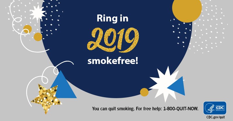 Did you know? No matter how long you’ve smoked, you can start to see the health benefits of quitting almost right away. Make 2019 your year to quit! 
Bit.ly/2EvSzNR