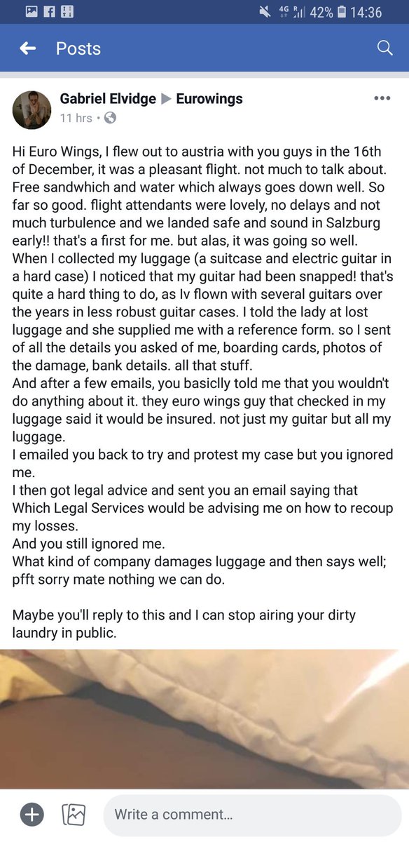 ElvidgeGabriel's tweet photo. #eurowings 
#gibsonsg
#airlines 
#damagedguitar
#terrible 
#absolutejoke
#electricguitar
#compensation 
#flying https://t.co/s4DFsLAot4