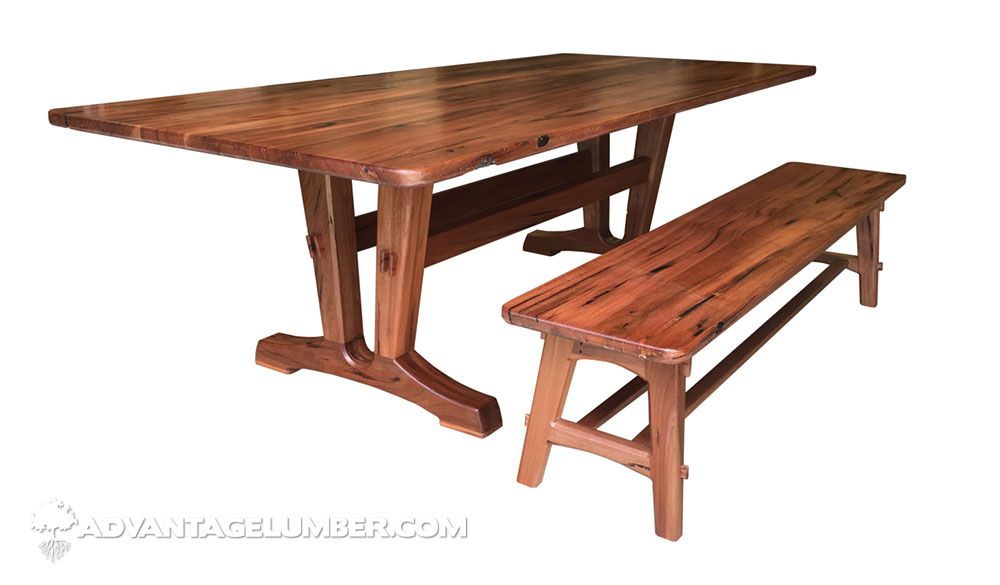 advantagelumber's tweet image. This #trestletable was built from #peckybolivianwalnut. The #woodworker used black #epoxy to fill any voids and match the #pecky coloration. The end result is an #exotic, high-end dining #table!