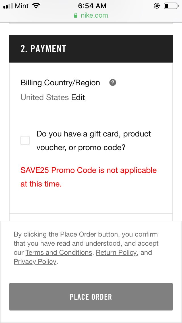 nike promo code not working