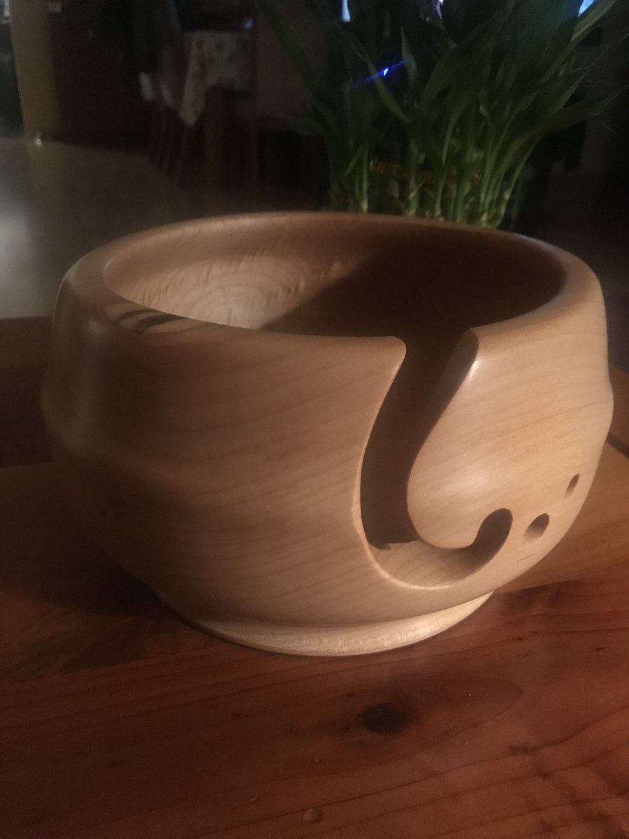 My mom made me a gorgeous yarn bowl from a big hunk of maple!  Yes... yarn bowls are a thing.  😉