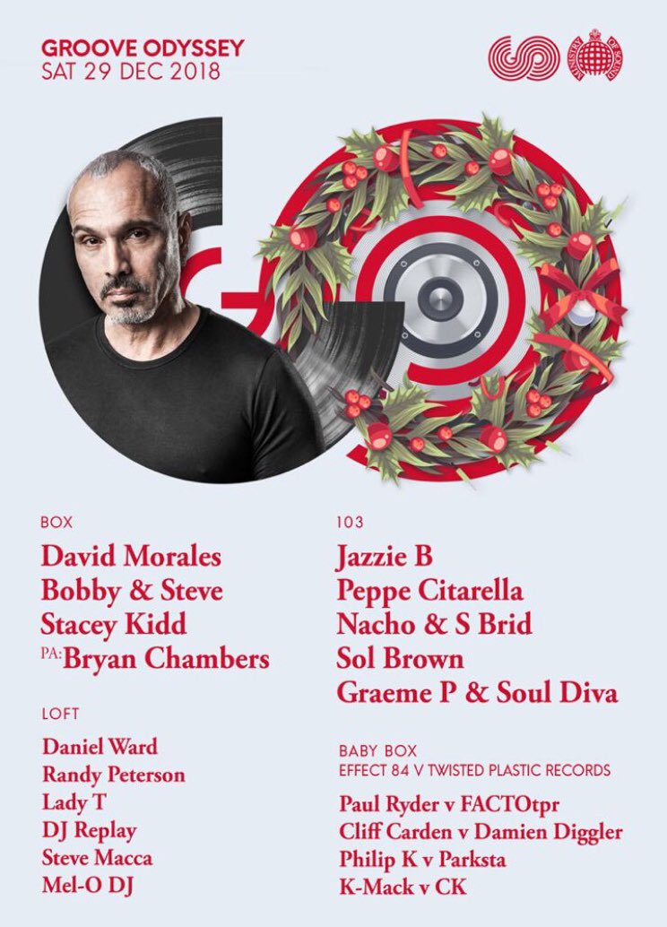 effect_84's tweet photo. TOMORROW NIGHT.. 29|12|18 @GrooveOdyssey with DAVID MORALES + Effect84 v Twisted Plastic Records @Ministry_Club! Shout us for a last minute ticket! #Effect84 #MOS #London #HouseMusic https://t.co/MCJlgsYtgS