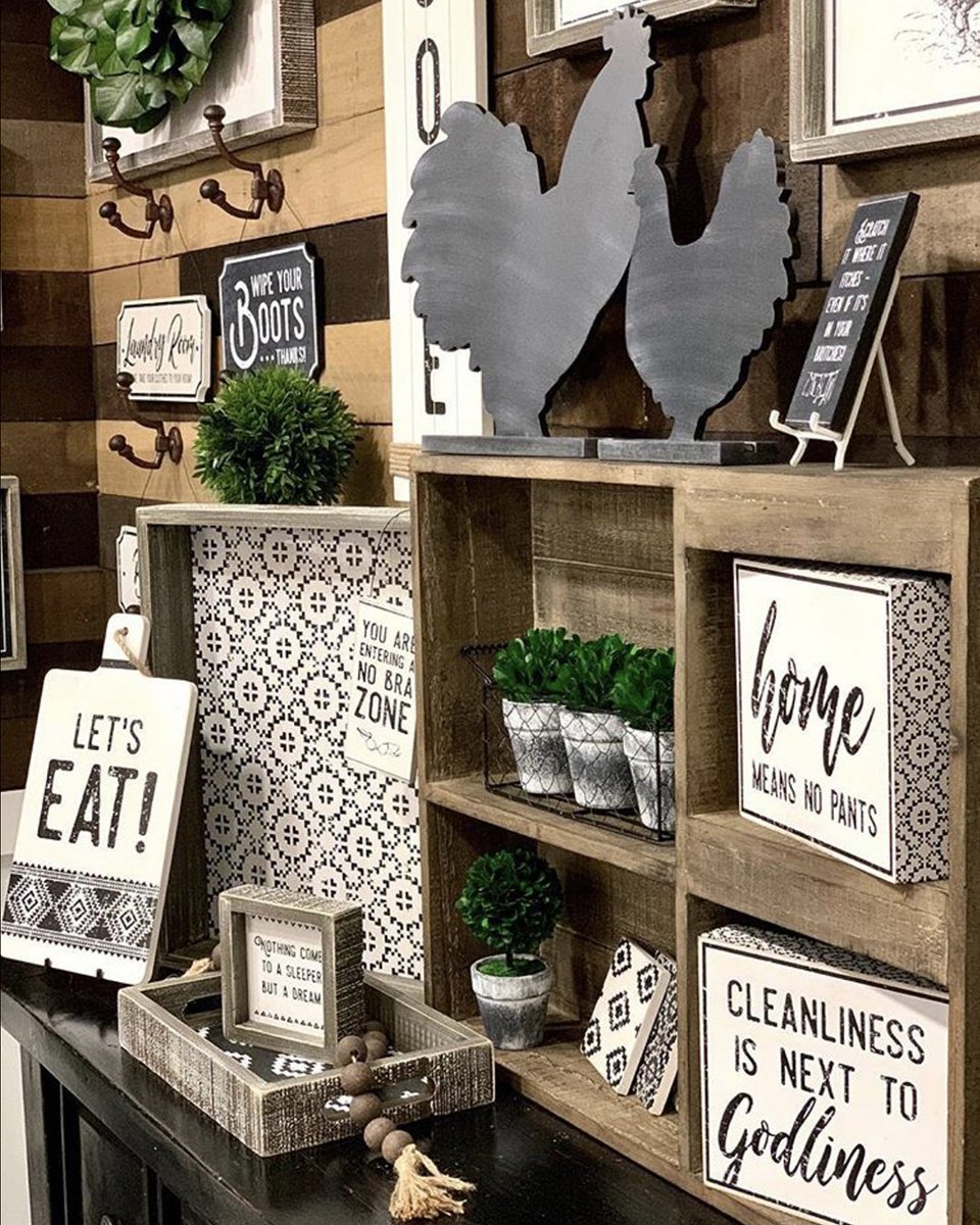 Here’s a peek into @adamsandcompany 's new showroom in #Atlanta @AmericasMartATL . Our Weathered #WallBoards provide a #rustic backdrop for their new #farmhouse collection, 'Home on the Range.” Stay tuned for more #home inspiration from the Adams design team and Weaber in 2019!