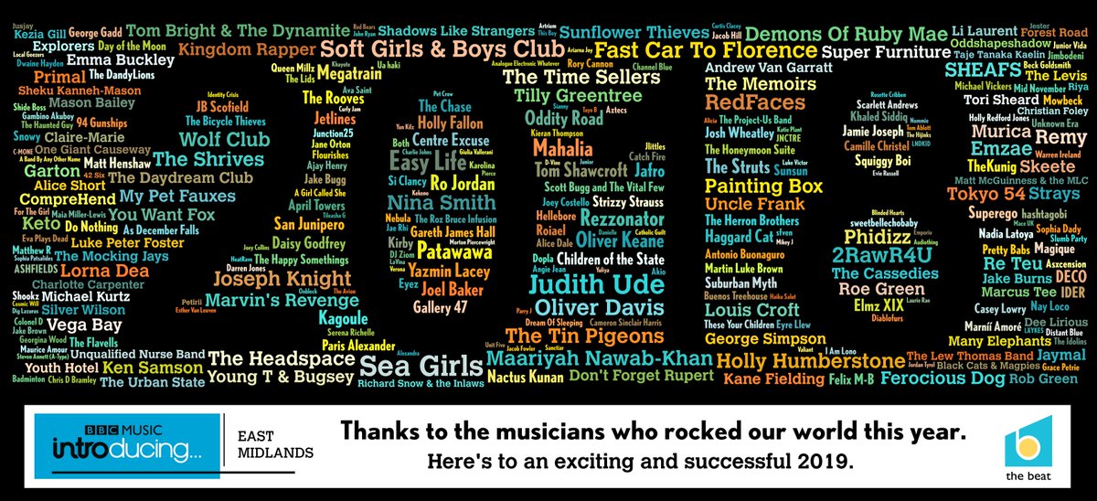 BBCintroEMids's tweet photo. THANK YOU FOR MAKING OUR YEAR.
To the musicians of The East Midlands, we say THANK YOU.
[Zoom in: https://t.co/dVulqXVFyl]
It's been a year we'll never forget and that's all down to you.
(Sorry if your name is missing. The software can only cope with 600 names; purely random). https://t.co/Xf0wzqCe5N
