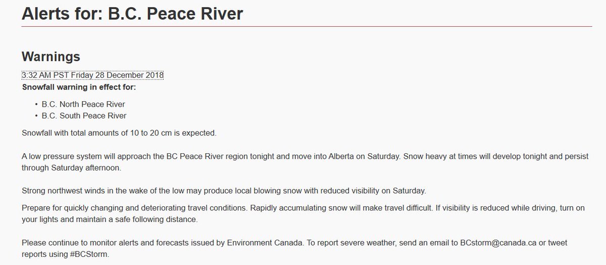 YRBNorthPeace's tweet photo. Heavy snow fall forecasted for our area starting this afternoon and carrying on through the day tomorrow. Potential of heaviest storm this winter with accumulations reaching up to 30cm throughout. Plan for extra time driving tomorrow and watch for changing road conditions. https://t.co/i0Bormqghb