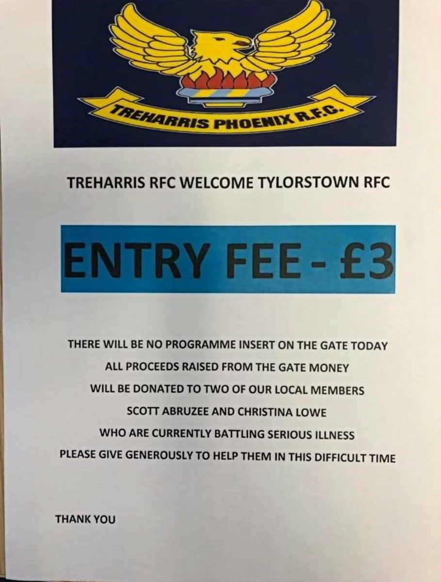 TrePhoenixSnrs's tweet image. Back to league action!

📅29/12/2018 

📍Home

🏆Treharris Phoenix vs @TylorstownRFC

⌚14:30KO 

#Division3EastCentralA 

#UppaPhoenix 

See you there and big support! 

Please see below (something very close to the club's heart).
 
🏉🏉🏉