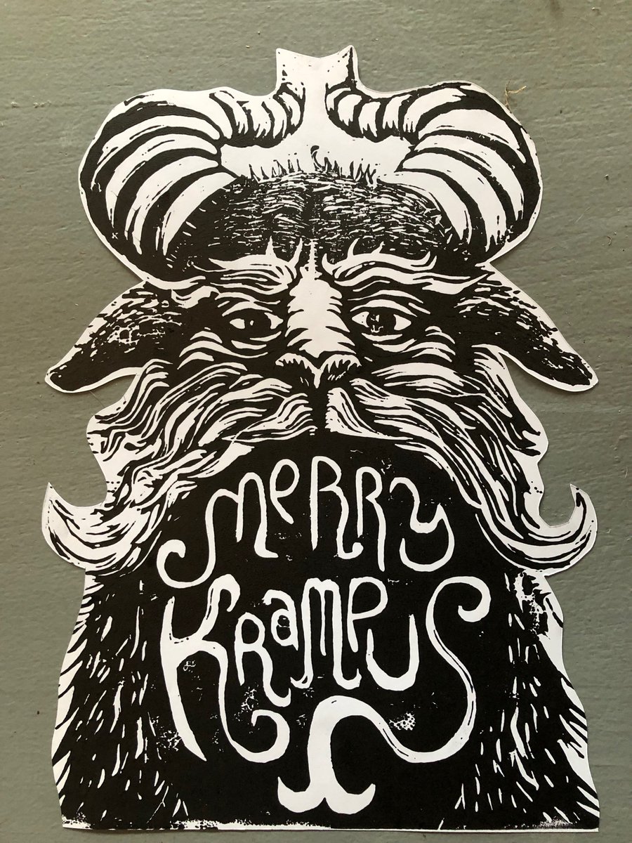 Merry Krampus to you! I hope you like my #krampuskarten #linocut for this year.