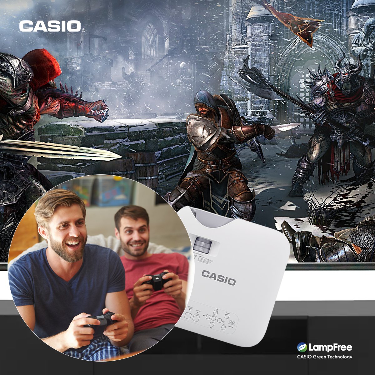 projetorescasio's tweet photo. Aquela batalha épica dos games fica ainda mais emocionante com a qualidade de imagem que só os projetores CASIO Laser&amp;LED proporcionam. https://t.co/5Xvs7bCvwe