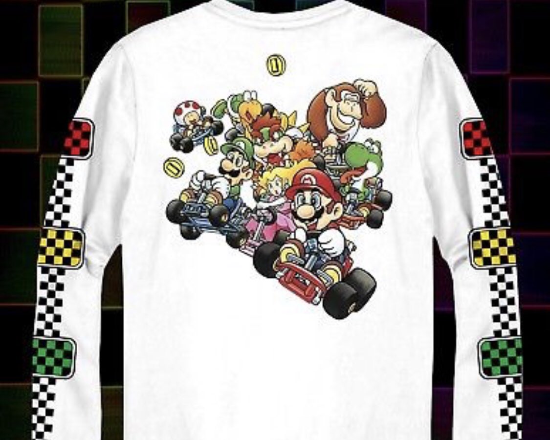 nintencollect's tweet photo. Today’s #DailyGameWear for #SNESfriday is this awesome #SuperMarioKart long sleeve shirt from the early 1990’s! https://t.co/3UPhY1vIyz