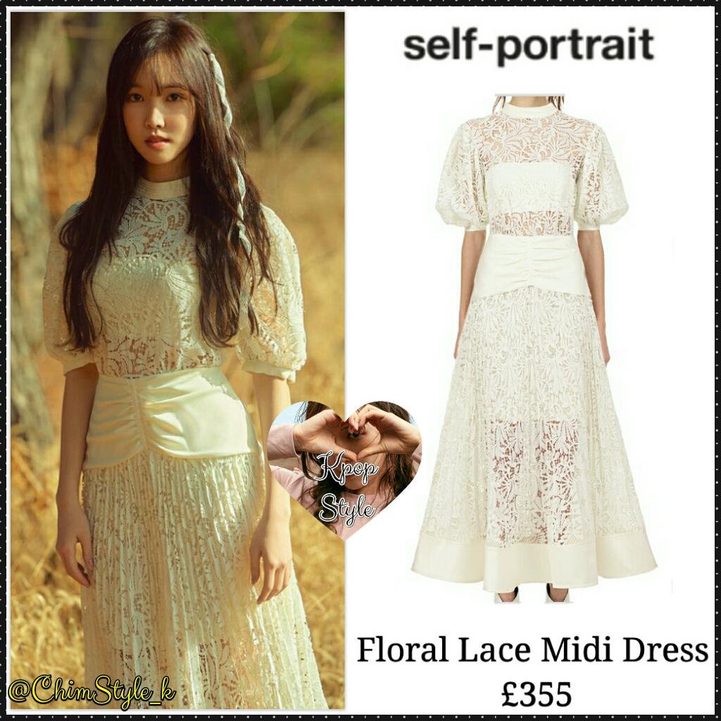 self portrait spiral lace paneled midi dress