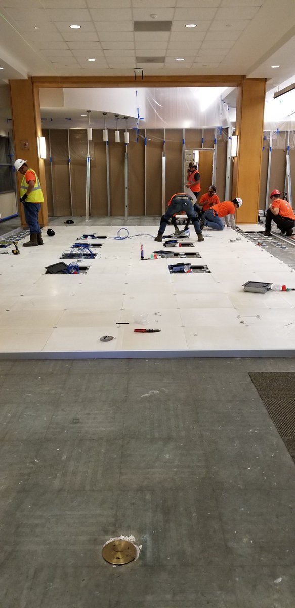 bccommercialtx's tweet photo. BC Commercial is on the job! Here's an update on our Lee College Writing Center project. We're installing a glass dirt wall system & a new raised access flooring area. #Texascontractor #txconstruction #hardhatlife #construction #teamwork #onthejob #txcontractor https://t.co/OCiooeQO7W