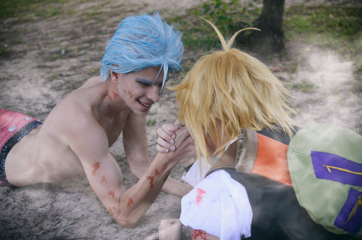 Talesoflightnin's tweet photo. - Ban: Oh, I thought you would be rusty.
- Meliodas: I see you are fine.
- Ban &amp; Meliodas: READY...GO!!! 
Hii do you remember our Nanatsu Team?New photo simulating the reunion of this characters! We hope you ♡! 
Ban: @imthejokesonyou (on IG)
#cosplay #cosplayer #NanatsuNoTaizai https://t.co/EuAg0QebR7