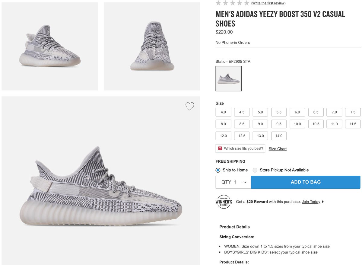 finishline yeezy static