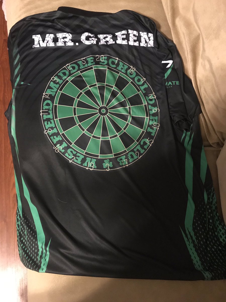 They came in! Our 2018-2019 dart jerseys sponsored by Ultimate Team Gear, Shaffer Entertainment, and The Dart Zone!