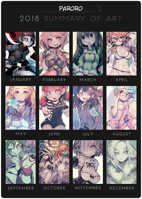 2018's art summary ..
I uh... hmm...
What can I learn from this...
It's more colorful than I imagined it'd be?; 