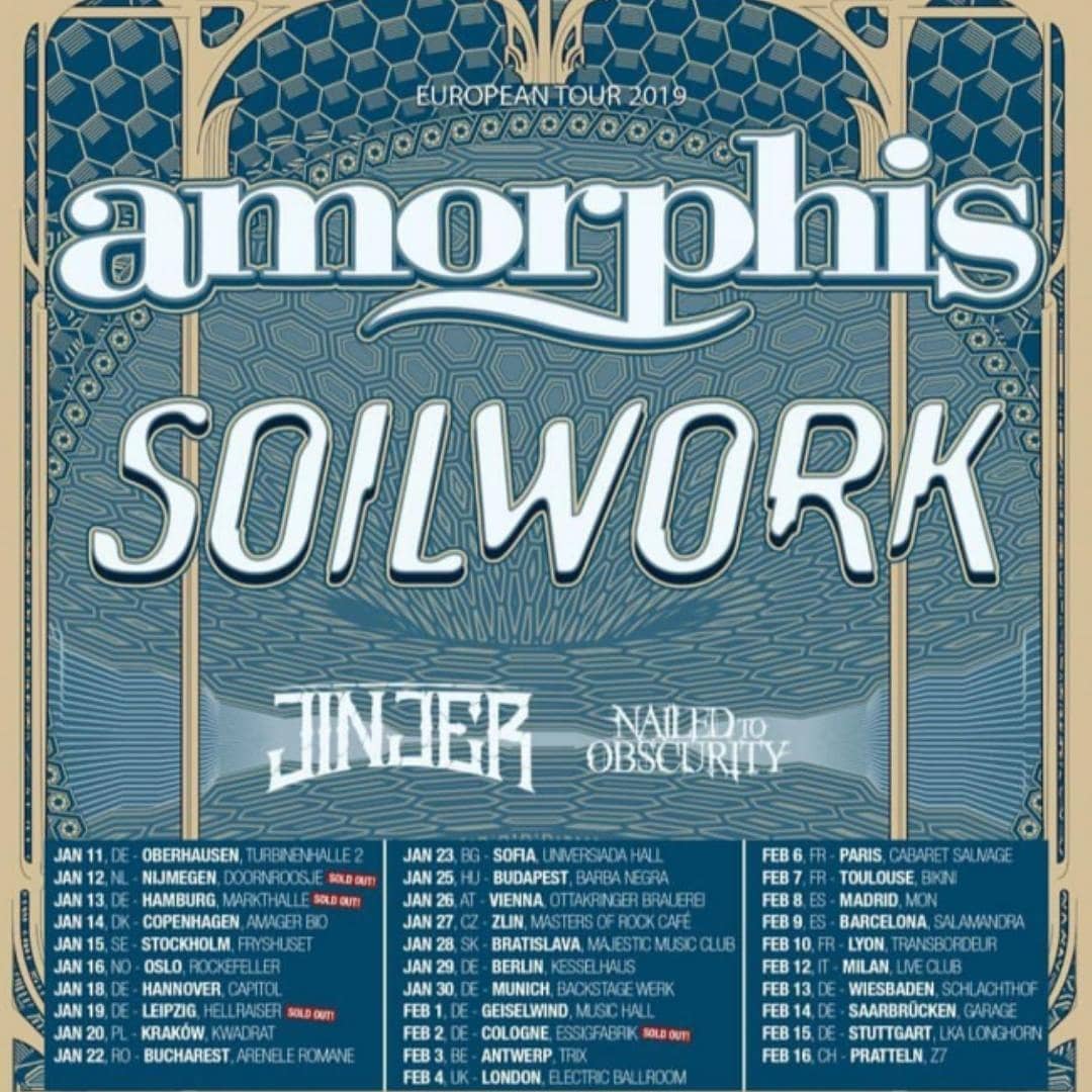 AmorphisFriends's tweet photo. European 'Queen Of Time' Tour 2019 - Only 2 weeks to go 
💪🖤🤘🔥
Tickets at https://t.co/SuwkFbftrD 💥
#amorphis #queenoftimetour #europeantour #amorphistour #amorphislive #MetaMusic #metalnews #tour2019 #bestliveband #bestmetalband #soilwork #jinjer #nailedtoobscurity https://t.co/AwUHRUuVWe