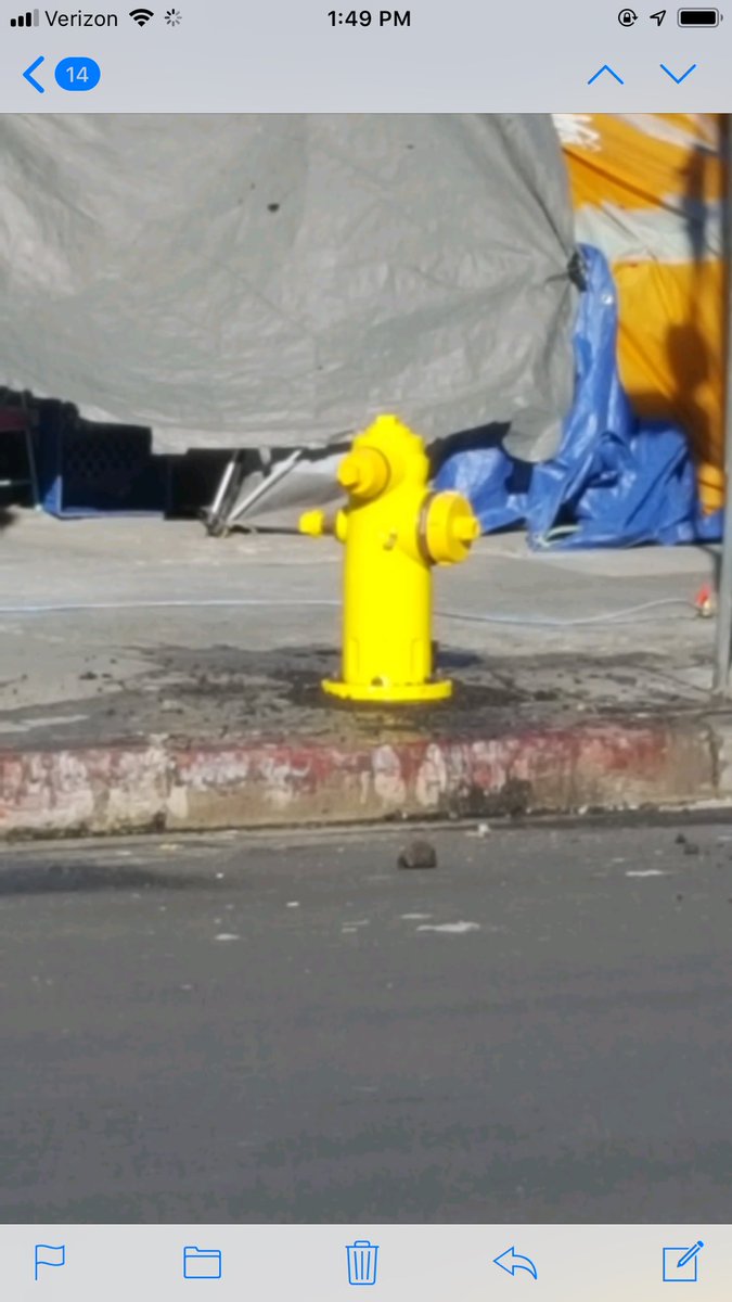 Badly damaged and vandalized fire hydrants in skid row. The BID reported, and the City responded. Crews out there today replacing them. Thank you to the dedicated City teams working today.