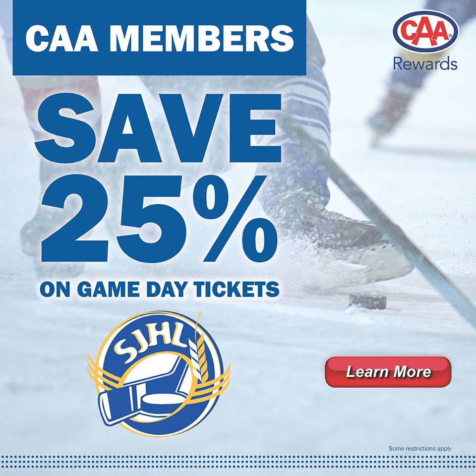 CAASaskatchewan's tweet photo. Purchase @theSJHL tickets at your local team box office & remember that #CAAMembers save 25% on game day tickets! https://t.co/DnLnOLN0wC
| @SJHL_NorthStars | @KlippersHockey | @Milshockey | @SJHLTerriers | @weyburnredwings @estevanbruins | #SJHL #MembershipIsRewarding https://t.co/j6u8D9tqqB