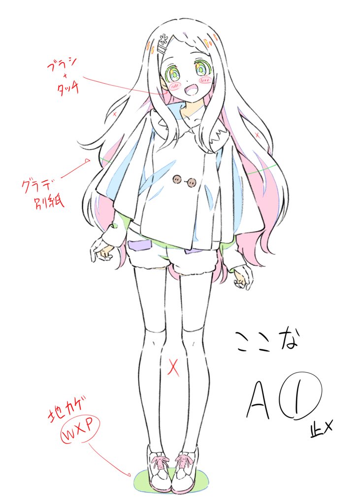 青羽ここな ヤマノススメ つけまつげもげ太 3dcgアニメーターのイラスト