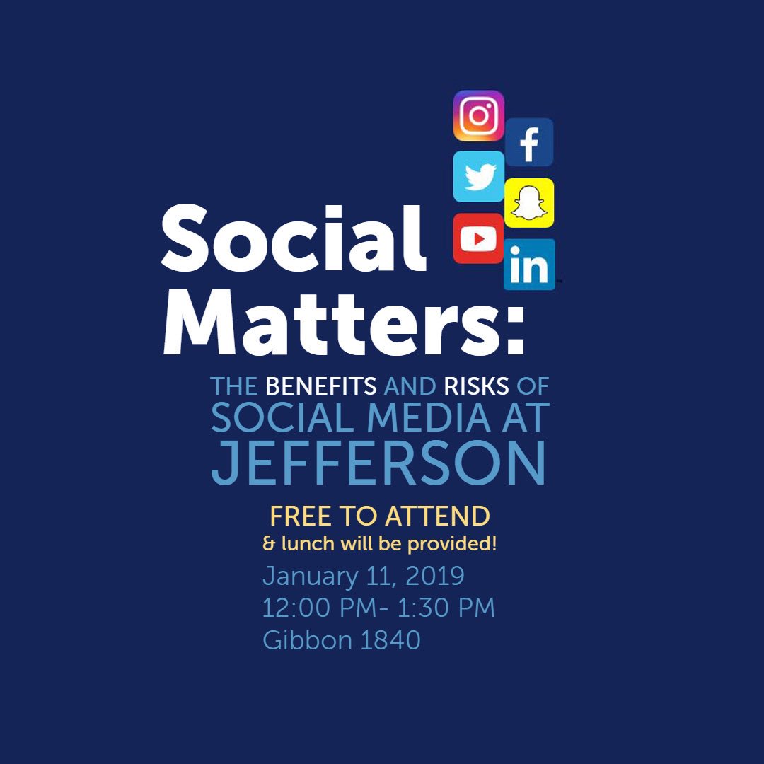 Austin Chiang, MD MPH FASGE FACG (@austinchiangmd) on Twitter photo Jefferson health professionals! 📣
FREE on JANUARY 11, 12-1:30pm at <a href="/TJUHospital/">Jefferson Health</a>: Learn about risks/benefits of social media + opportunities to use it academically!
Special thanks to <a href="/sklasko/">Stephen Klasko</a> <a href="/JohnBrand1/">John Brand</a> <a href="/nashpophealth/">David B. Nash MD,MBA</a> <a href="/fischman_david/">David L. Fischman</a> @AmyHRiley Amy Leader <a href="/JeffersonJCPH/">Population Health</a> #hcsm Jefferson health professionals! 📣
FREE on JANUARY 11, 12-1:30pm at <a href="/TJUHospital/">Jefferson Health</a>: Learn about risks/benefits of social media + opportunities to use it academically!
Special thanks to <a href="/sklasko/">Stephen Klasko</a> <a href="/JohnBrand1/">John Brand</a> <a href="/nashpophealth/">David B. Nash MD,MBA</a> <a href="/fischman_david/">David L. Fischman</a> @AmyHRiley Amy Leader <a href="/JeffersonJCPH/">Population Health</a> #hcsm