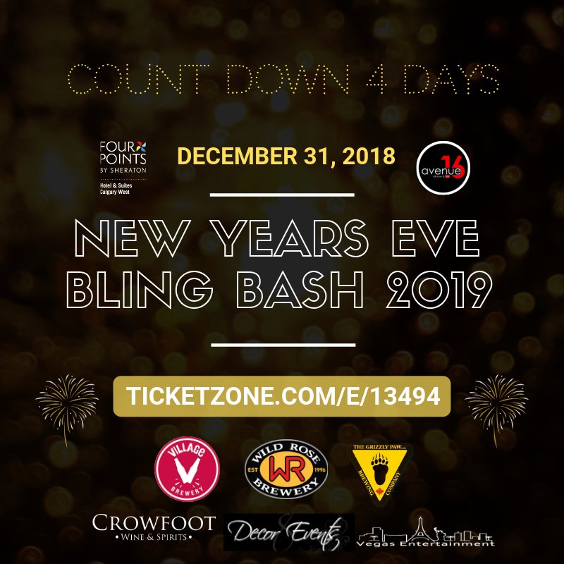 yycfourpoints's tweet photo. COUNT DOWN 4 DAYS: New Years Eve Bling Bash 2019 @yycfourpoints on Dec. 31, 2018! Dinner, Dance, Prizes, Free Drink &amp; Much more! 
GET TICKETS: https://t.co/6Yj12Q5jI4  
#calgary #yyc #yycnow #yycevents #yycliving #yycnye #yyceats #boxingweek https://t.co/sVv1gjCke7