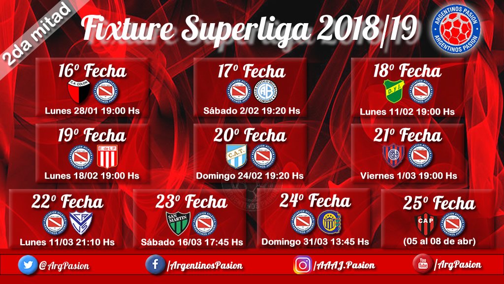 AAAJPasion_'s tweet photo. #Fixture2019 #SuperligaArgentina, ya hay días y horarios. #AAAJ jugará 6 partidos de visitante y 4 en condición de local, falta definir el día y la hora de la última fecha ante #Patronato
https://t.co/YsTzyhtE4j https://t.co/6ClNapXyc5