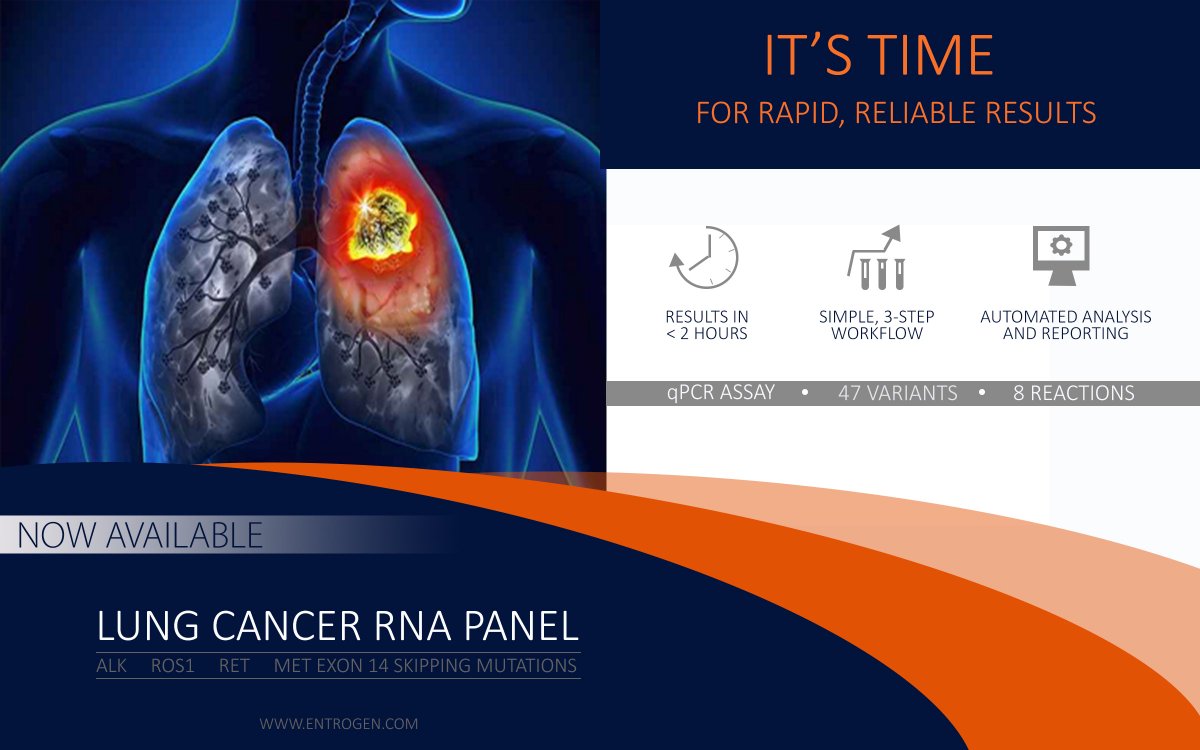 EntroGen's tweet image. Introducing EntroGen's newest portfolio addition - qPCR Lung Cancer RNA Panel. Learn how to simplify your workflow with this rapid, reliable and cost effective alternative to NGS.  entrogen.com/web3/lung-canc…