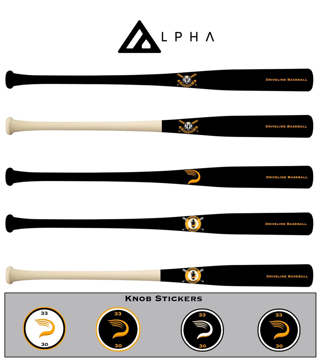 AlphaCustomBats's tweet photo. @DrivelineBB Have to see it on a bat before I can decide...does it translate? 💪🏼😉 My vote is for the one on the left but without the bats. https://t.co/XFMHr3o9jv