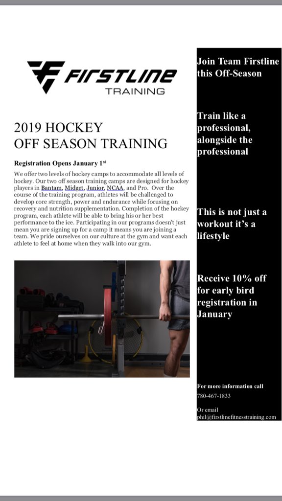 First Line Training on Twitter "Registration for our 2019 Hockey Off Season training Program