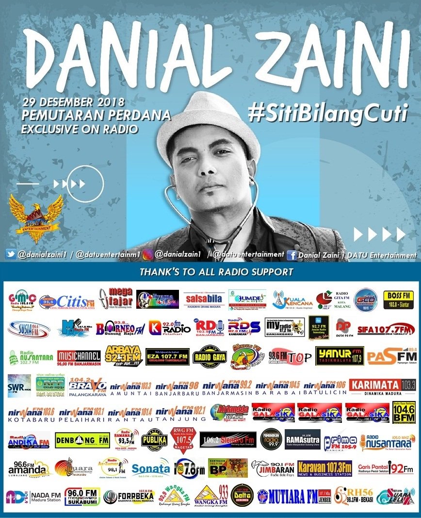 radiosifa's tweet photo. #SifafmMuterinLagu #PemutaranPerdana @danialzaini1 Siti Bilang Cuti @datuentertainm1 #SitiBilangCuti cc MD @DidanAdiaksa #SifaCintaIndonesia #1RakomTasikTimur #RadioKebanggaanKotaCineam https://t.co/f79c1NjqOg