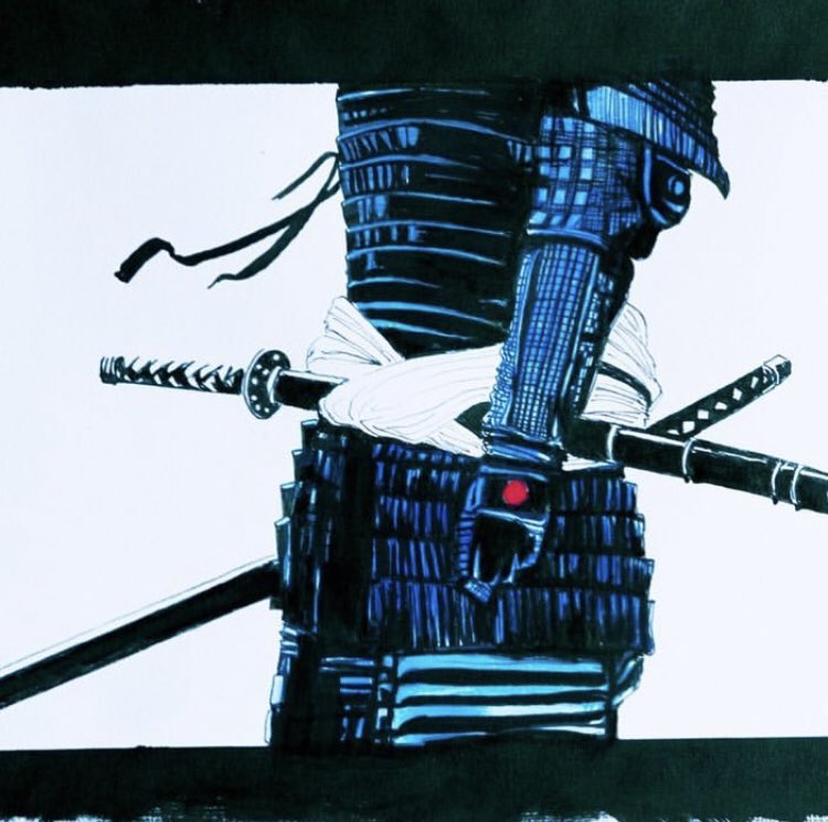 PomadeDesignNYC's tweet photo. “kenjataimu”
Artwork by @harunbhatti 
Ink and gauche 
.
.
.
#artwork #art #artist #samurai #sword #painting #design #pomade #japan #ink https://t.co/cGNL60BFPC