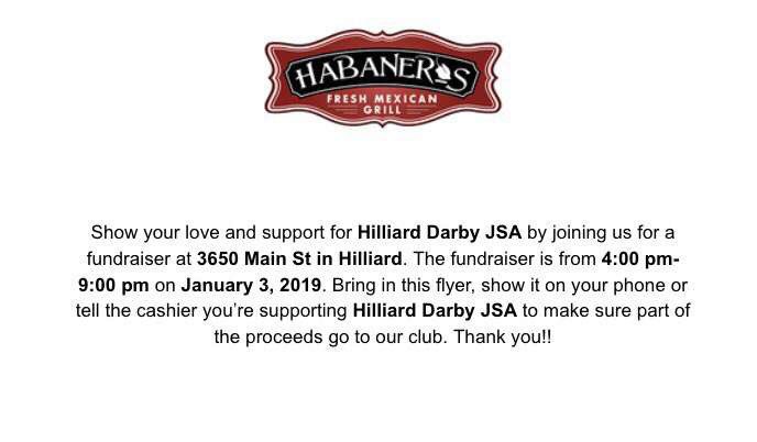 hilliard_jsa's tweet photo. Come support Hilliard Darby JSA at their fundraiser by Habanero’s Mexican Grill on January 3rd from 4pm to 9pm! https://t.co/1UWvaGHbwn